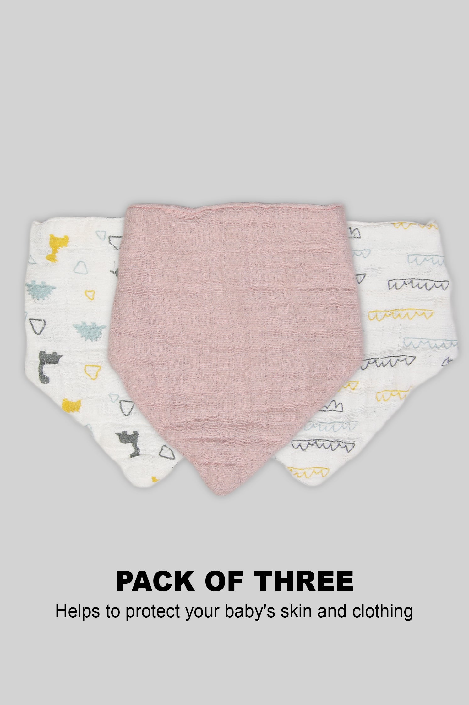SOFT ABSORBENT BABY MUSLIN BIBS PACK OF 3