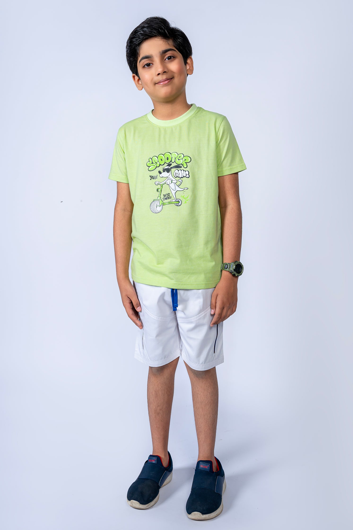 BOY'S T-SHIRT LIME GREEN WIHT "SCOOTER" PRINTING