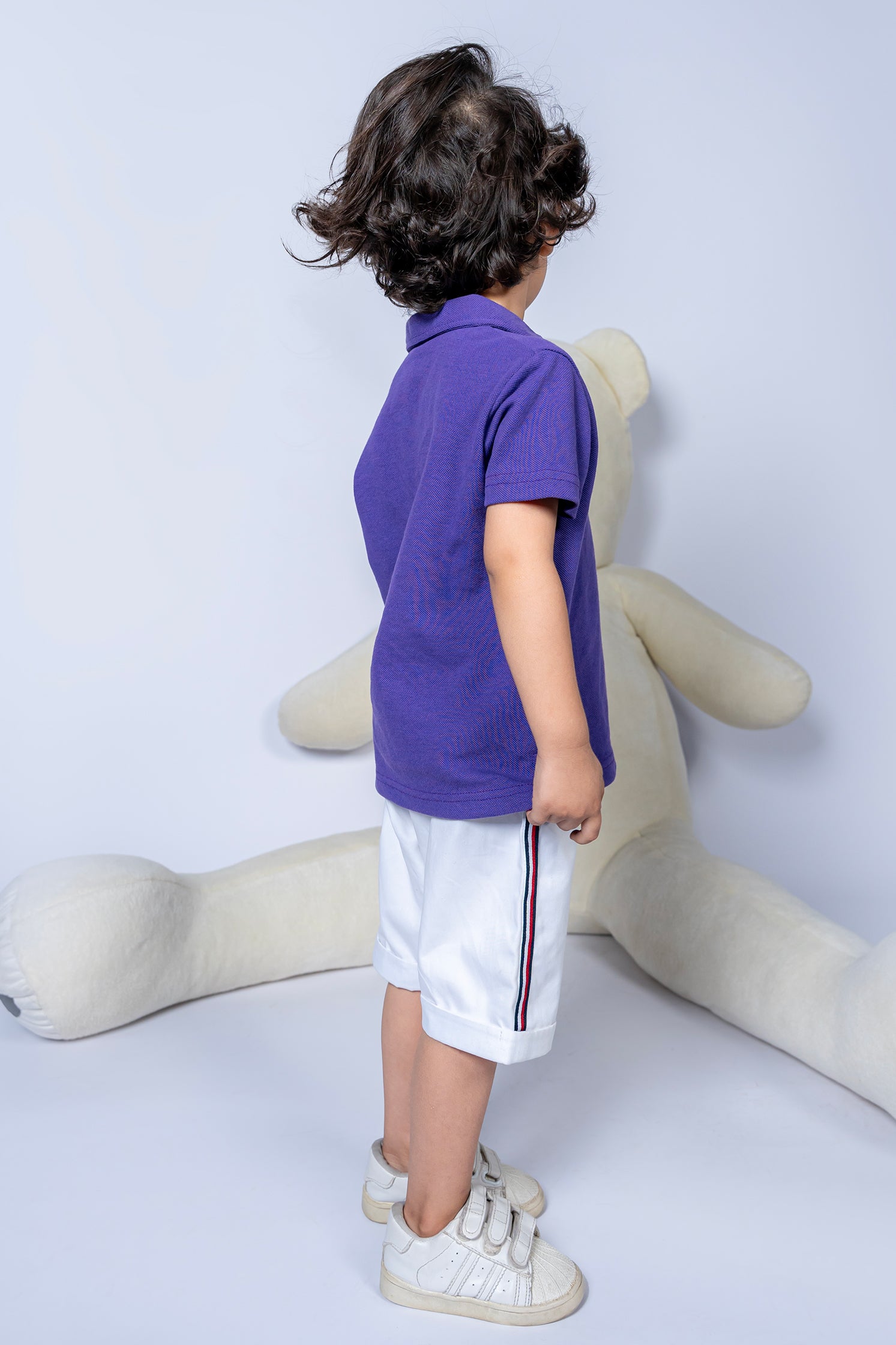 KID'S POLO PURPLE FRONT EMBROIDERY