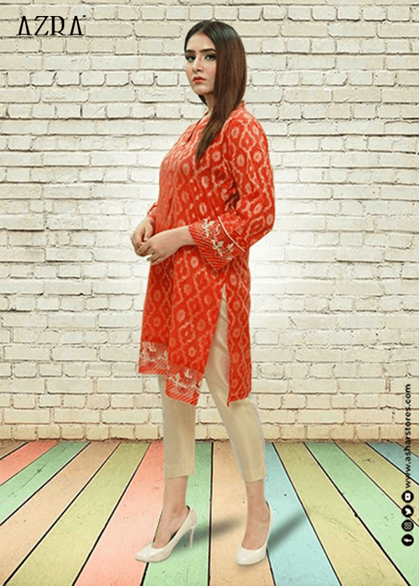 AZRA FEMALE TOP JAQUARD RED ASHARSTORES.COM