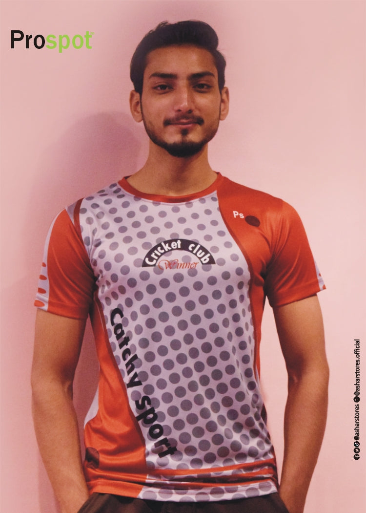RED/GREY SUBLIMATION PRINT SPORTS T-SHIRT