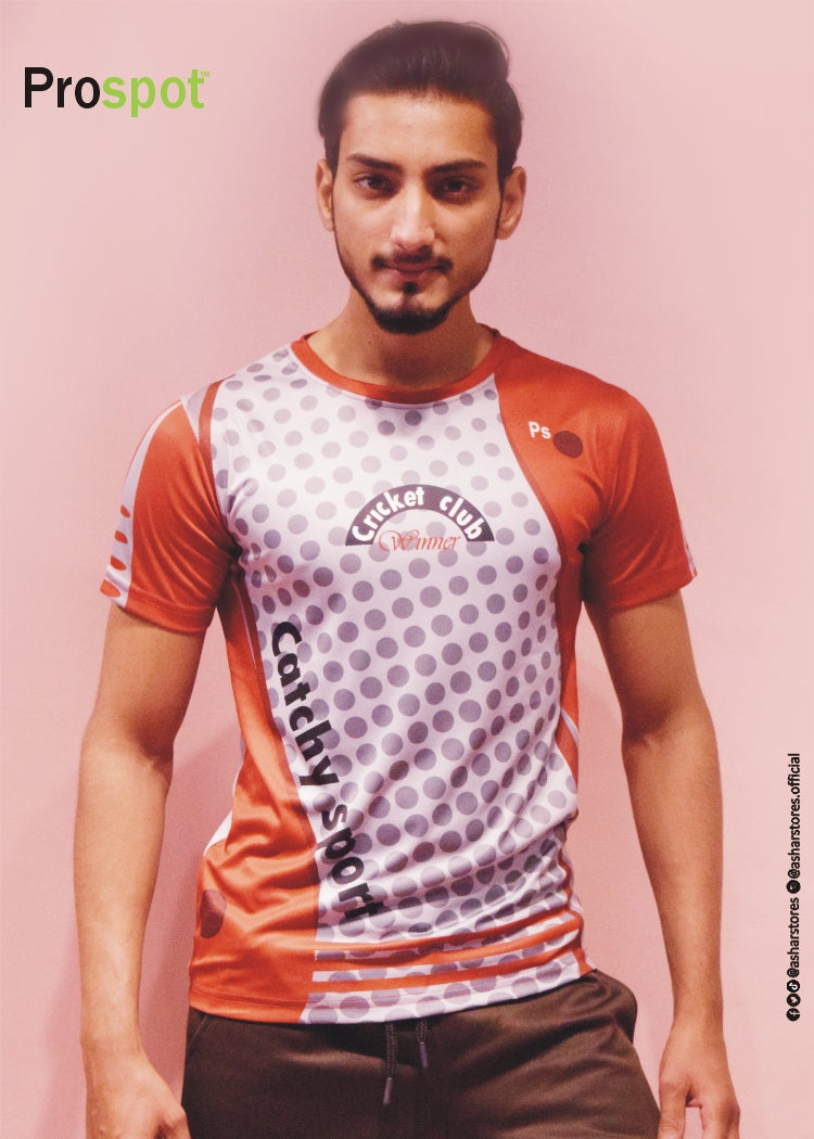 RED/GREY SUBLIMATION PRINT SPORTS T-SHIRT