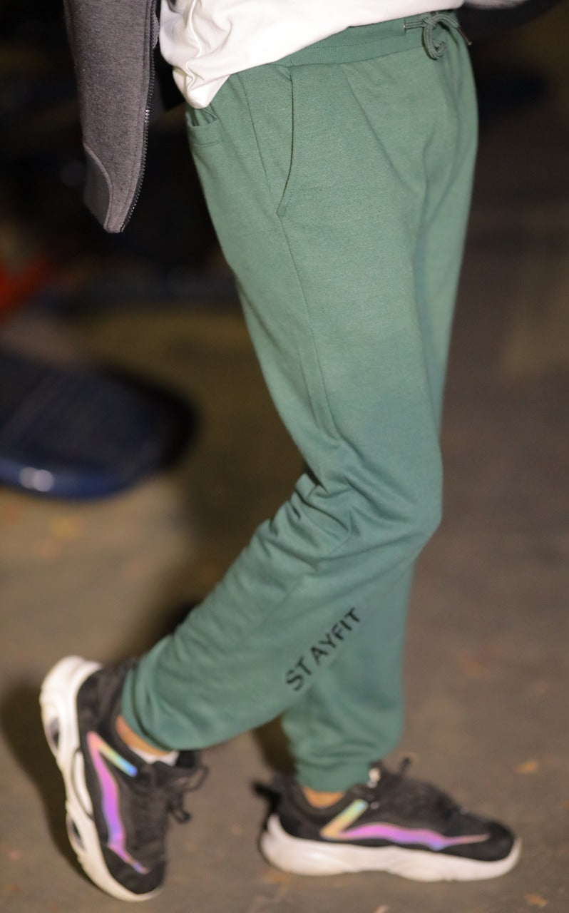 MEN'S TROUSER OLIVE GREEN WITH LETTER EMB