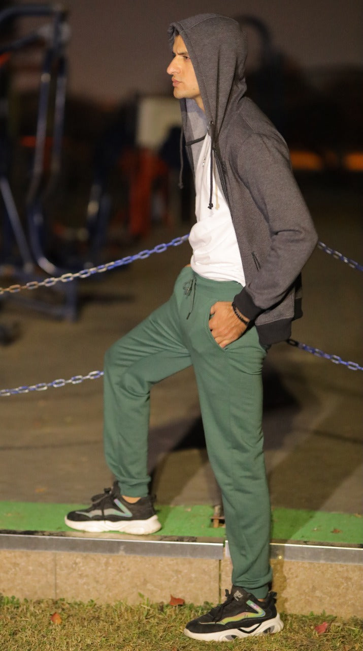 MEN'S TROUSER OLIVE GREEN WITH LETTER EMB