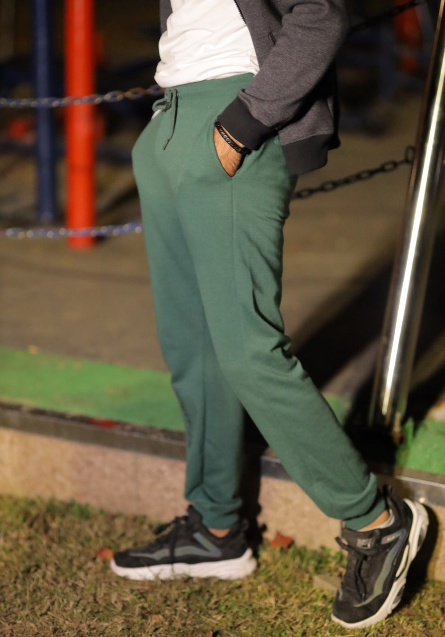 MEN'S TROUSER OLIVE GREEN WITH LETTER EMB