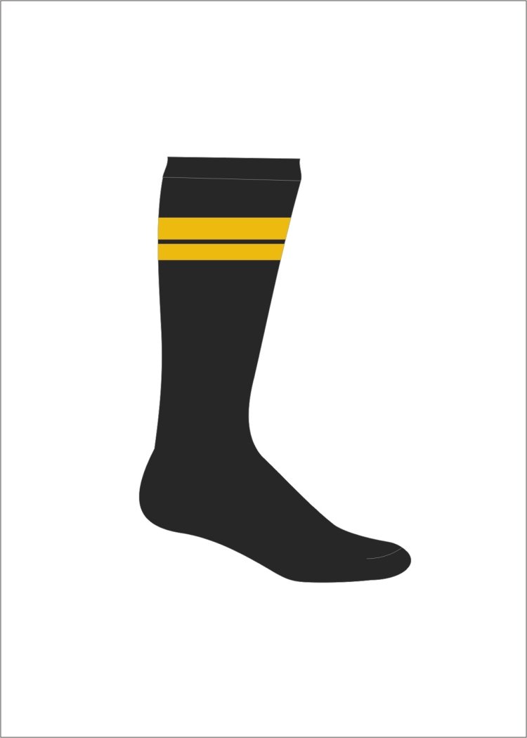BLACK SOCKS WITH YELLOW STRIPE ASHARSTORES.COM XL