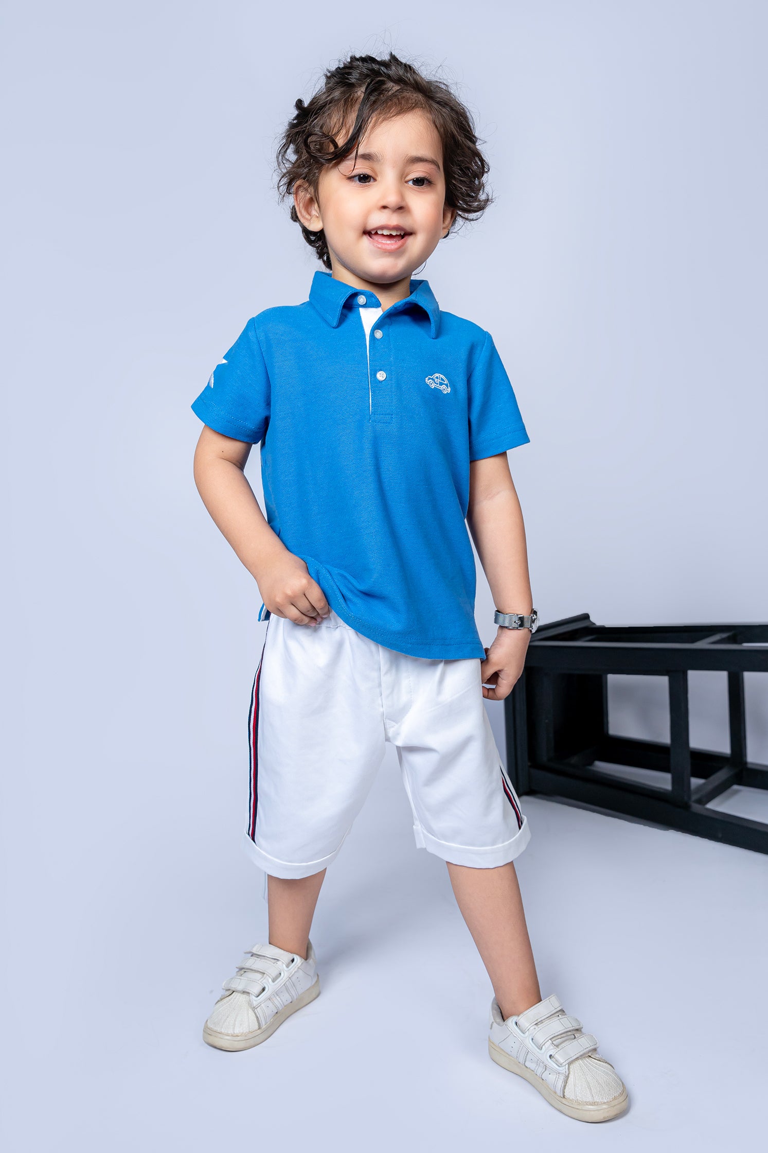 KIDS POLO SKY FRONT EMBROIDED