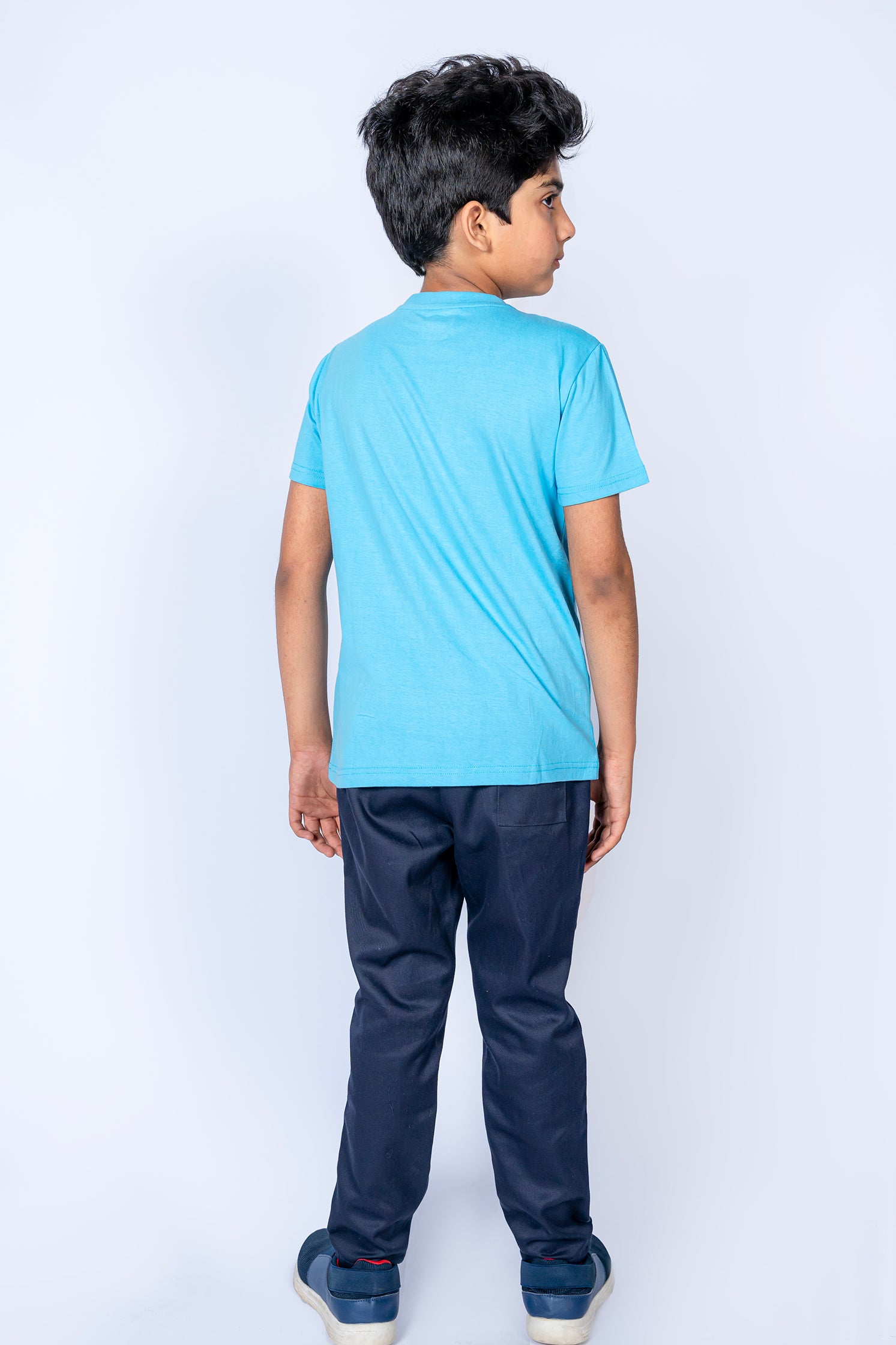 BOY'S T-SHIRT CEIL BLUE WITH "HOUSE" PRINTING