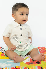 BABY POLO WHITE  WITH STAR EMBROIDERY