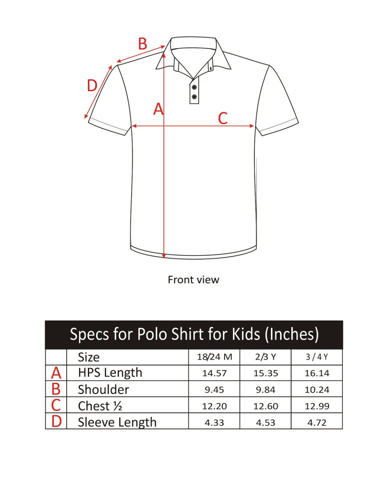 KIDS POLO BLACK FRONT EMBROIDERY