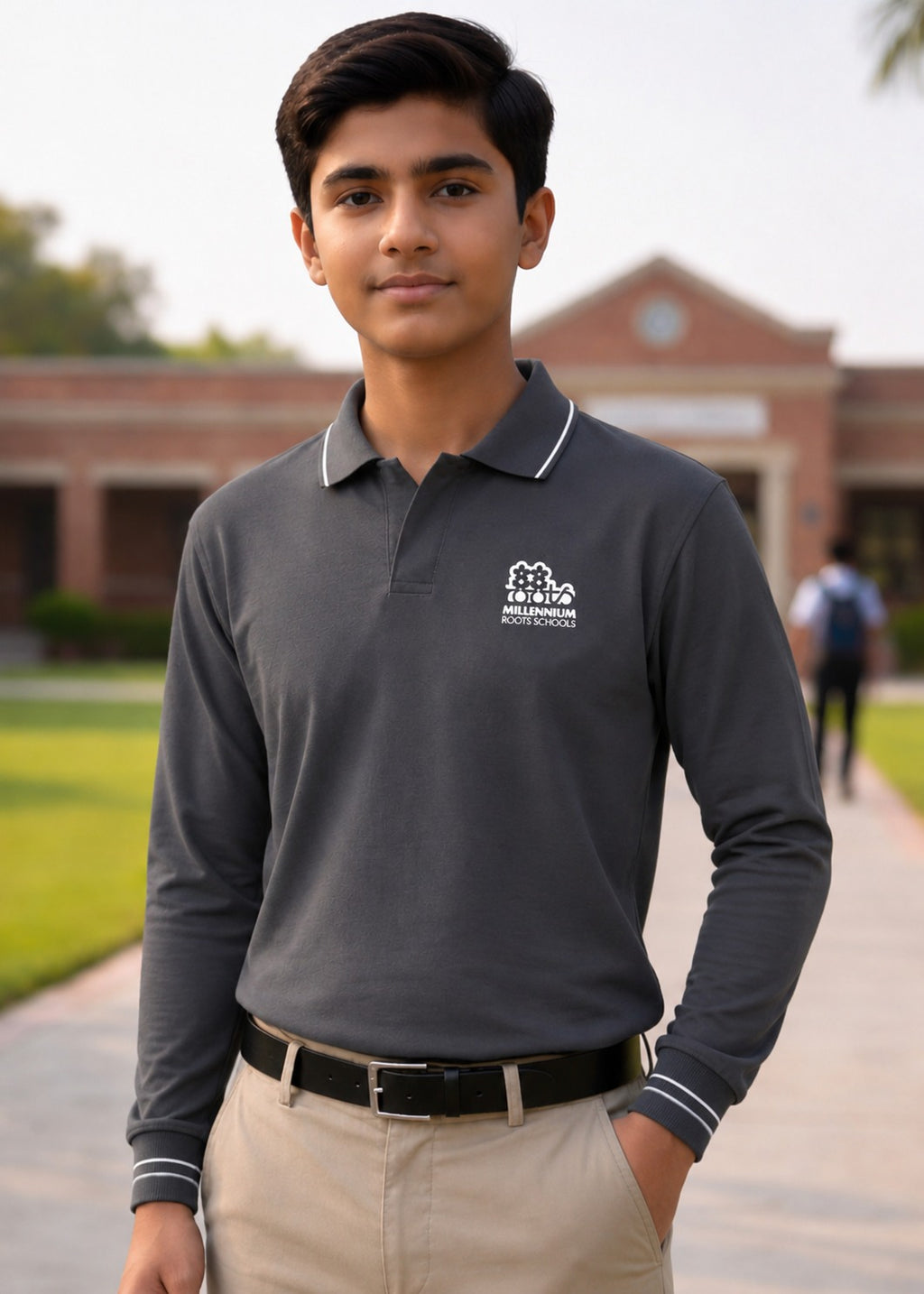 ROOTS POLO SHIRTS GREY FULL SLEEVE (BOYS)