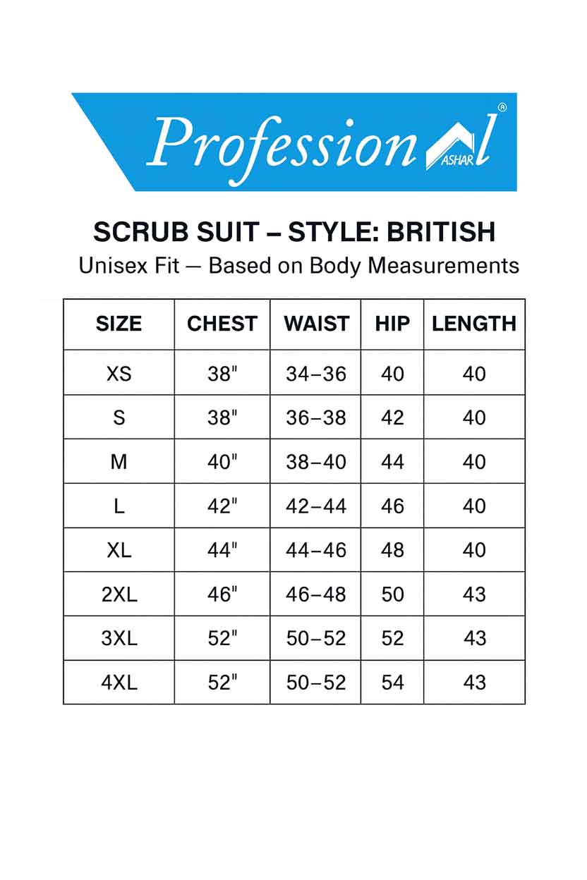 UNISEX BRITISH SCRUB SUIT (COMBO OF 2 SCRUB SETS)