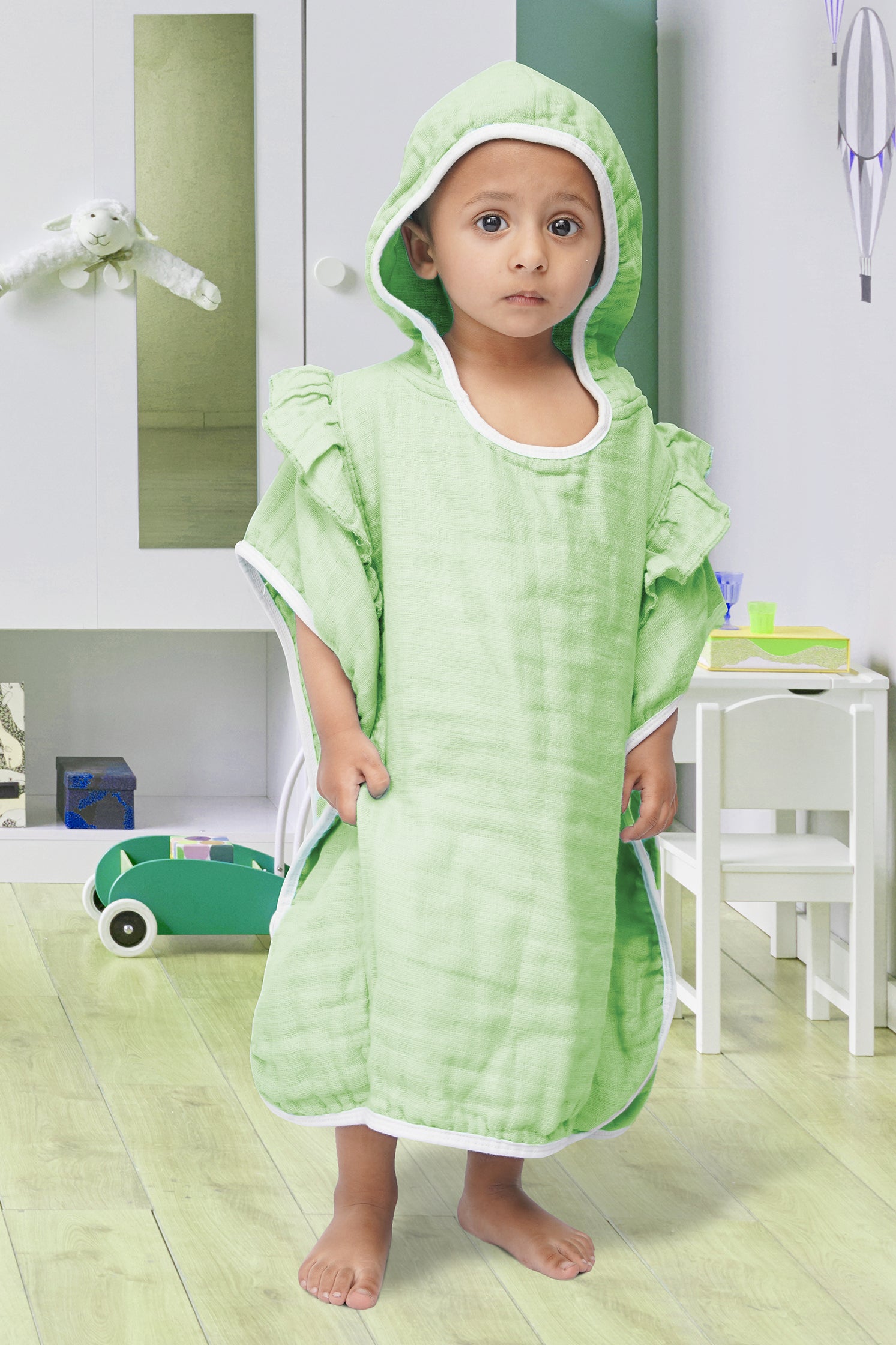 KIDS TOWEL FRILL STYLE GREEN