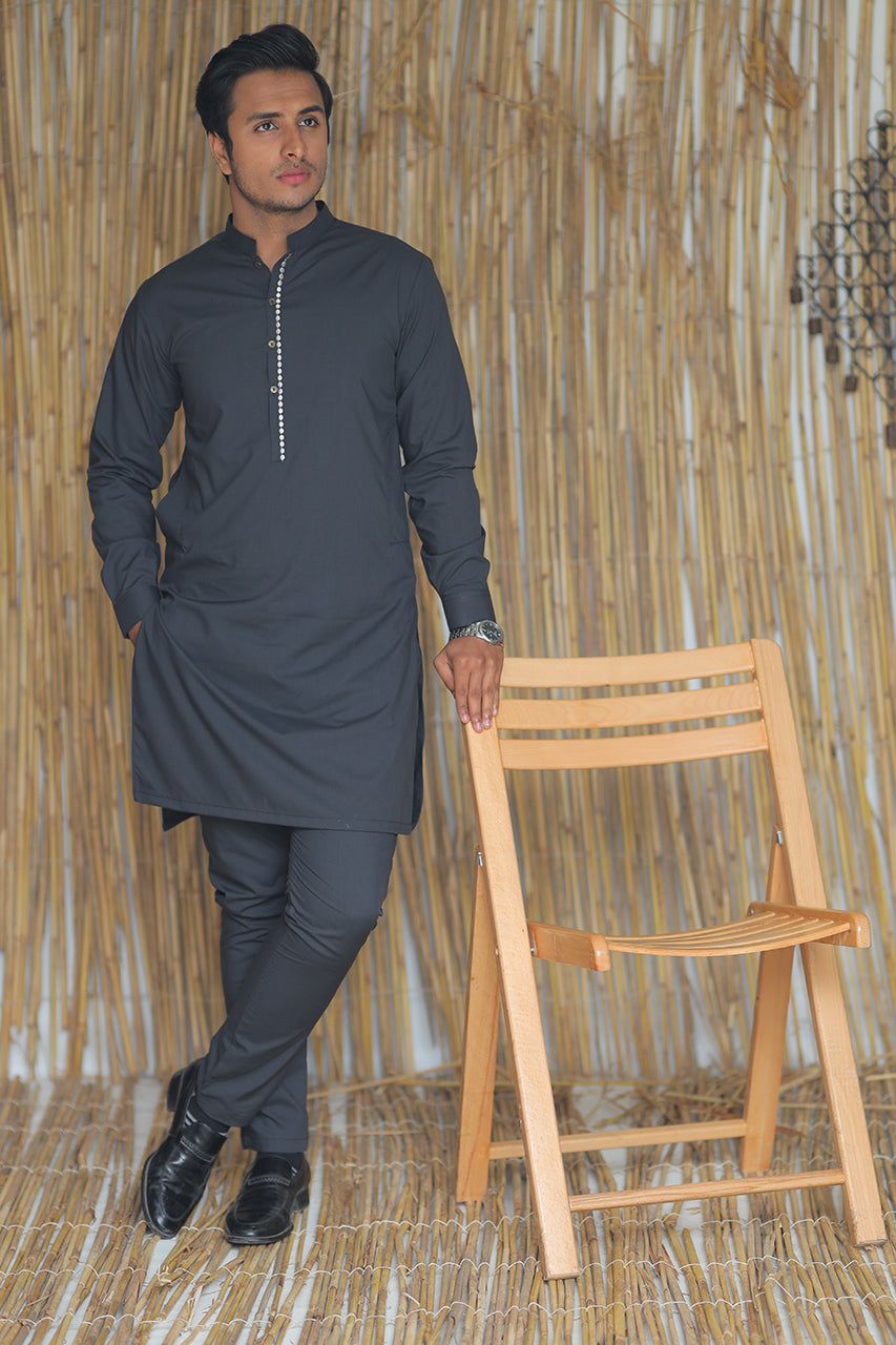 AZRA MENS SUIT SLIM FIT BLACKISH GRAY