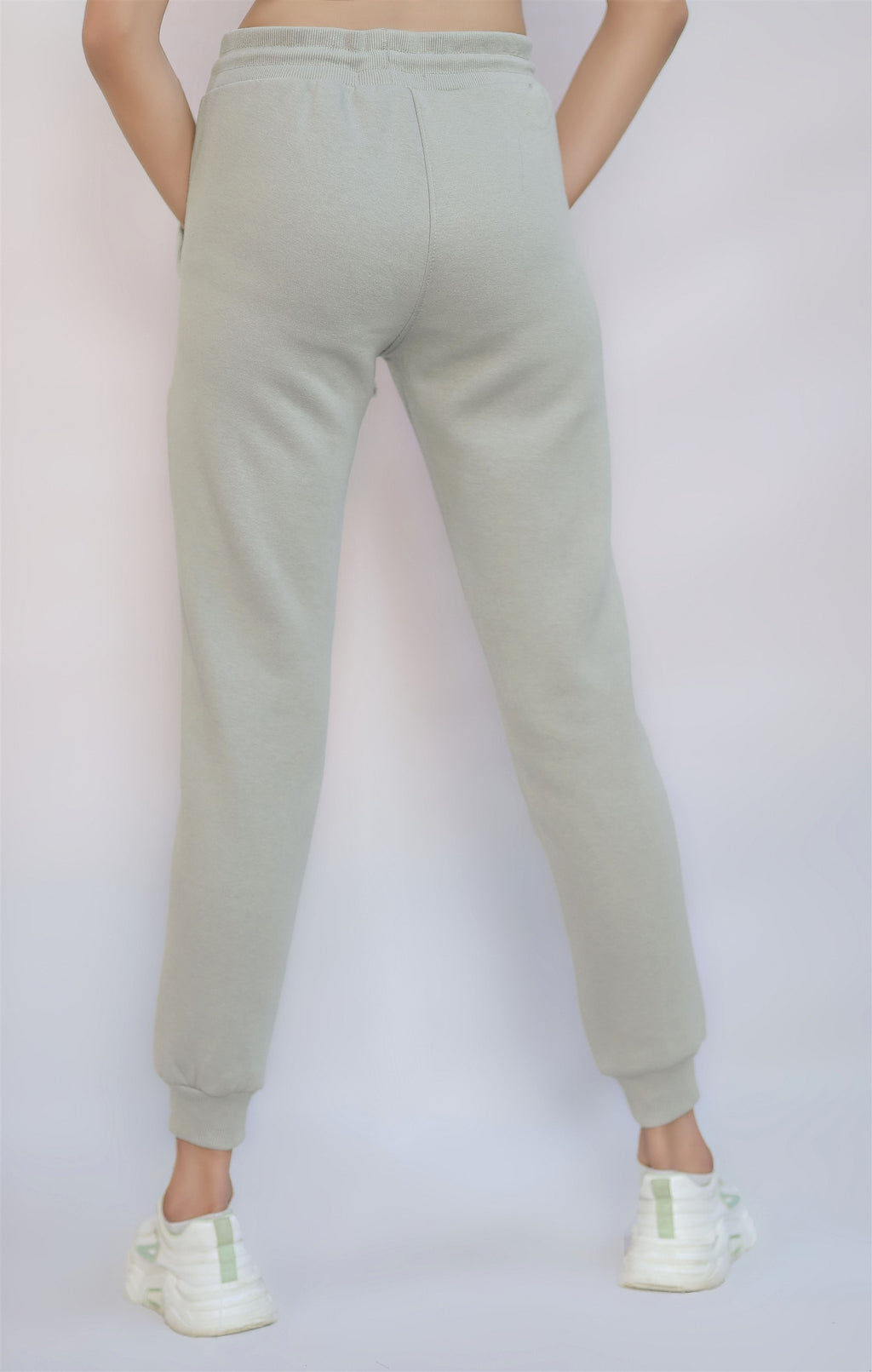 COTTON KNITTED TERRY TROUSER GRAY FLOWER PRINTING