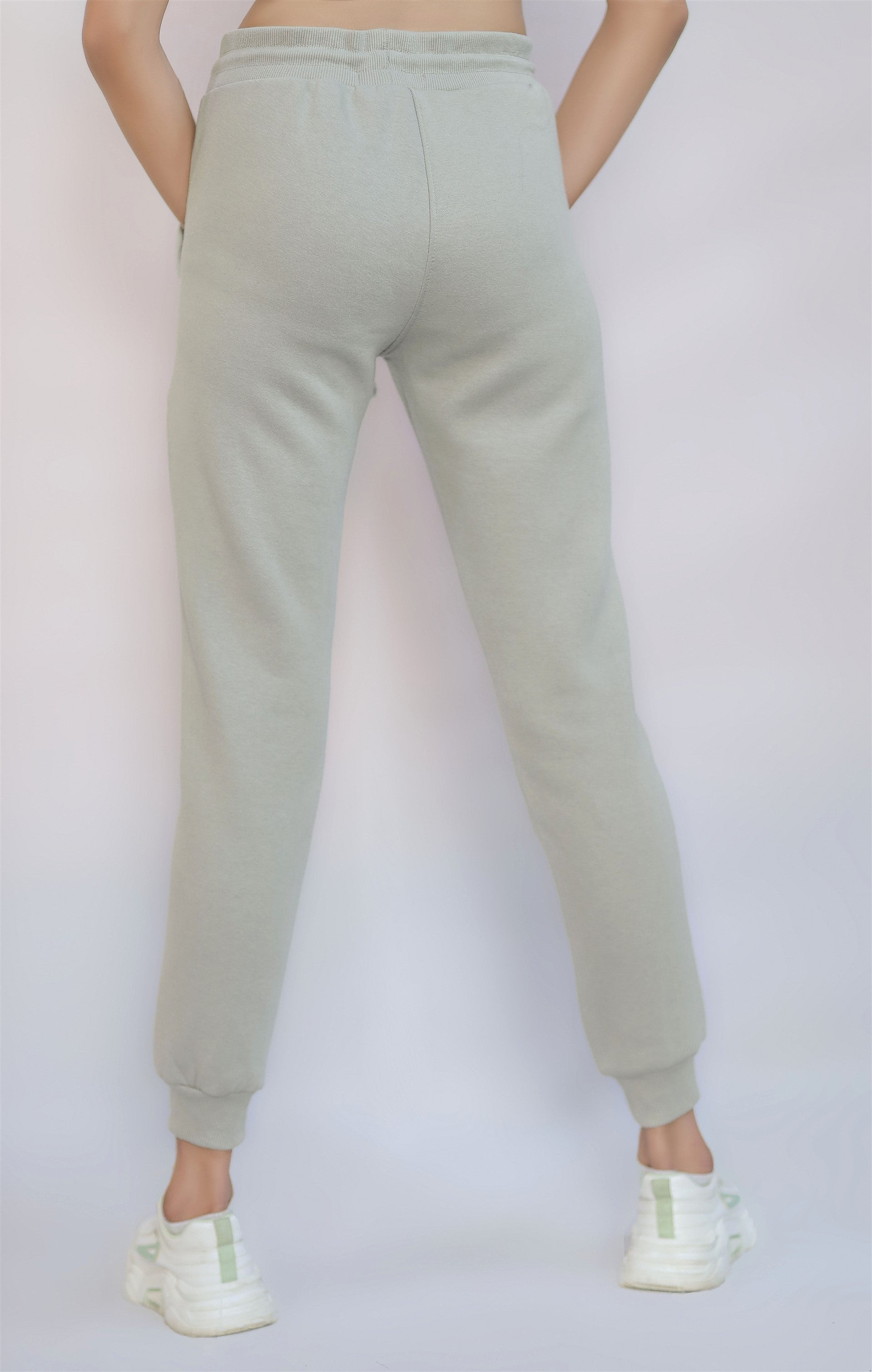 COTTON KNITTED TERRY TROUSER GRAY FLOWER PRINTING