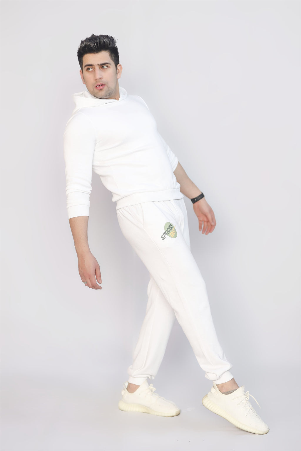 MEN'S COTTON KNITTED WHITE TERRY TROUSER WITH SPACEDOUT PRINT