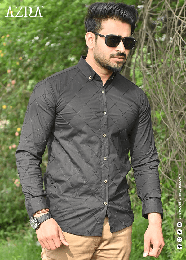 DRESS SHIRT EMB BLACK