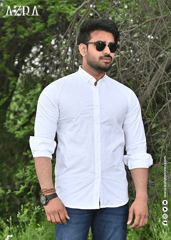 DRESS SHIRT EMB WHITE