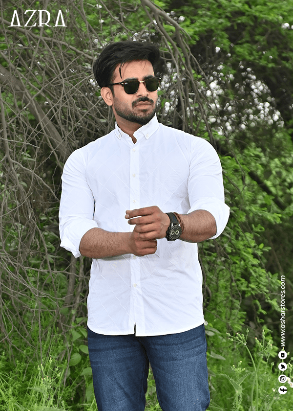 DRESS SHIRT EMB WHITE