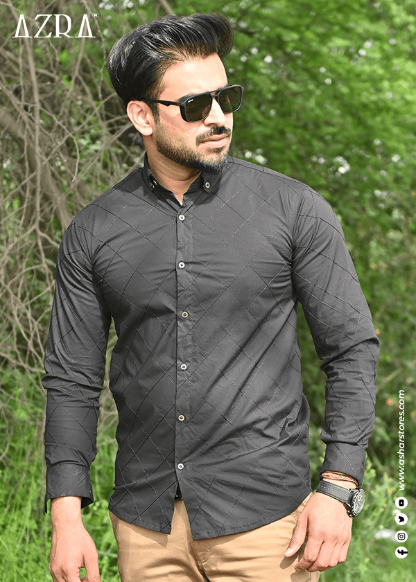 DRESS SHIRT EMB BLACK