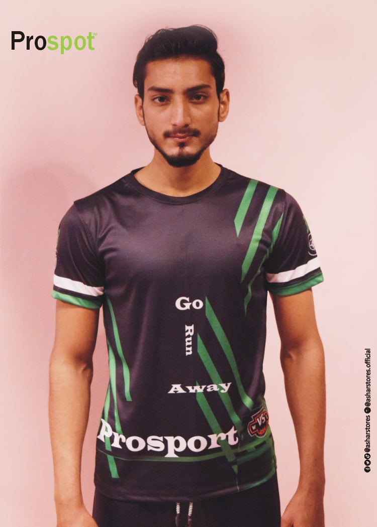 GREEN/BLACK SUBLIMATION PRINT SPORTS T-SHIRT