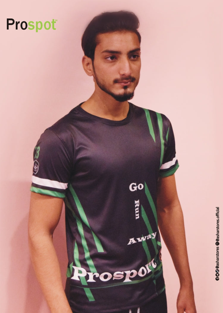 GREEN/BLACK SUBLIMATION PRINT SPORTS T-SHIRT