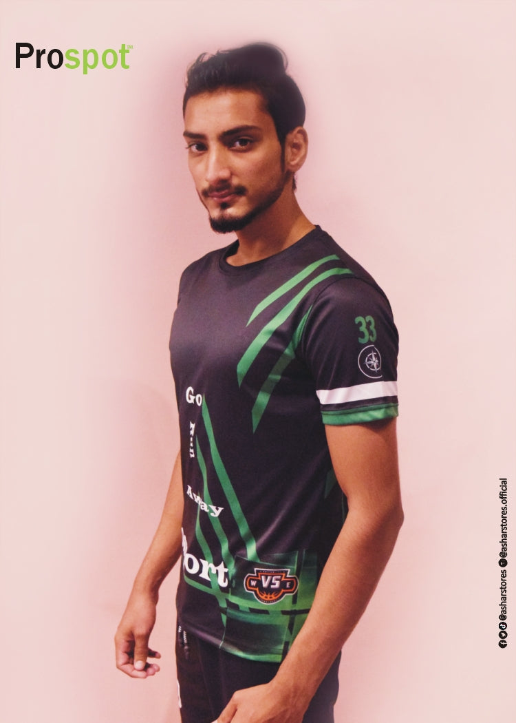 GREEN/BLACK SUBLIMATION PRINT SPORTS T-SHIRT