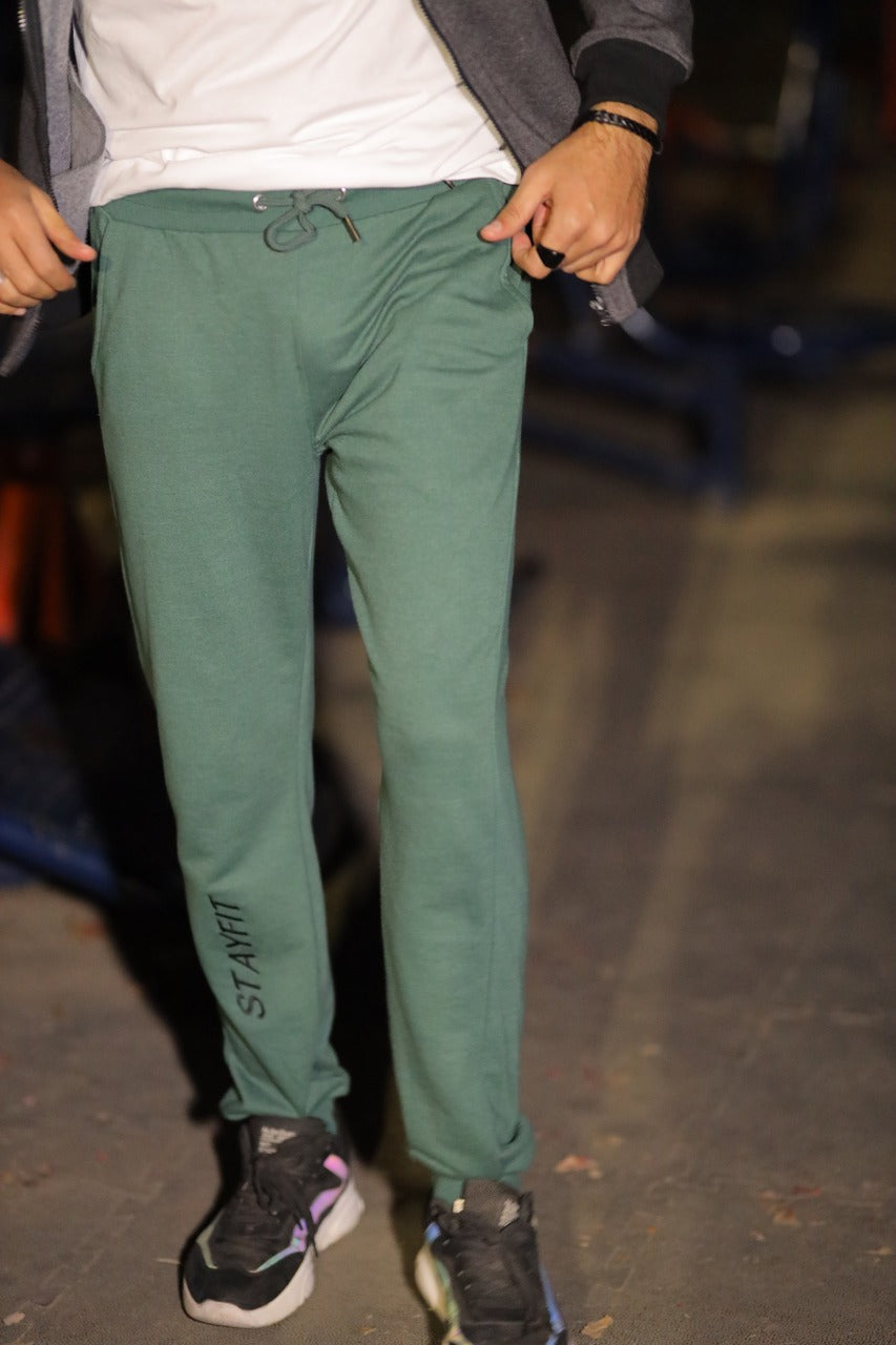 MEN'S TROUSER OLIVE GREEN WITH LETTER EMB