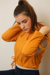 LADIES  HOODY WITH EMB YELLOW